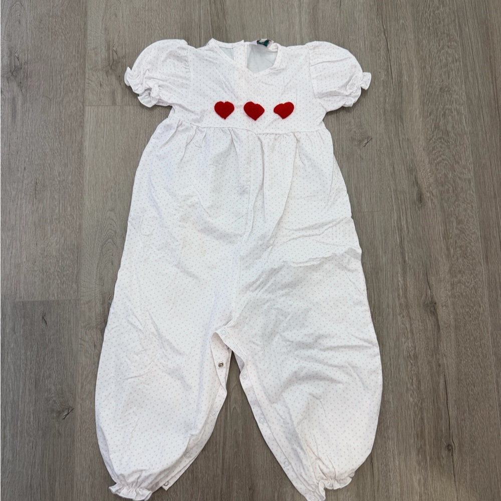 Charming White Baby Romper with Heart Details